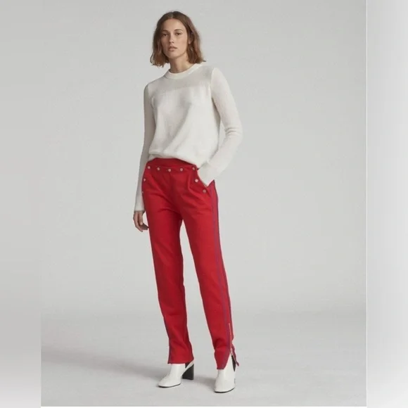 Rag & Bone Naval Track Pant, True Red with Blue Side Stripes – Size L - Picture 3 of 15
